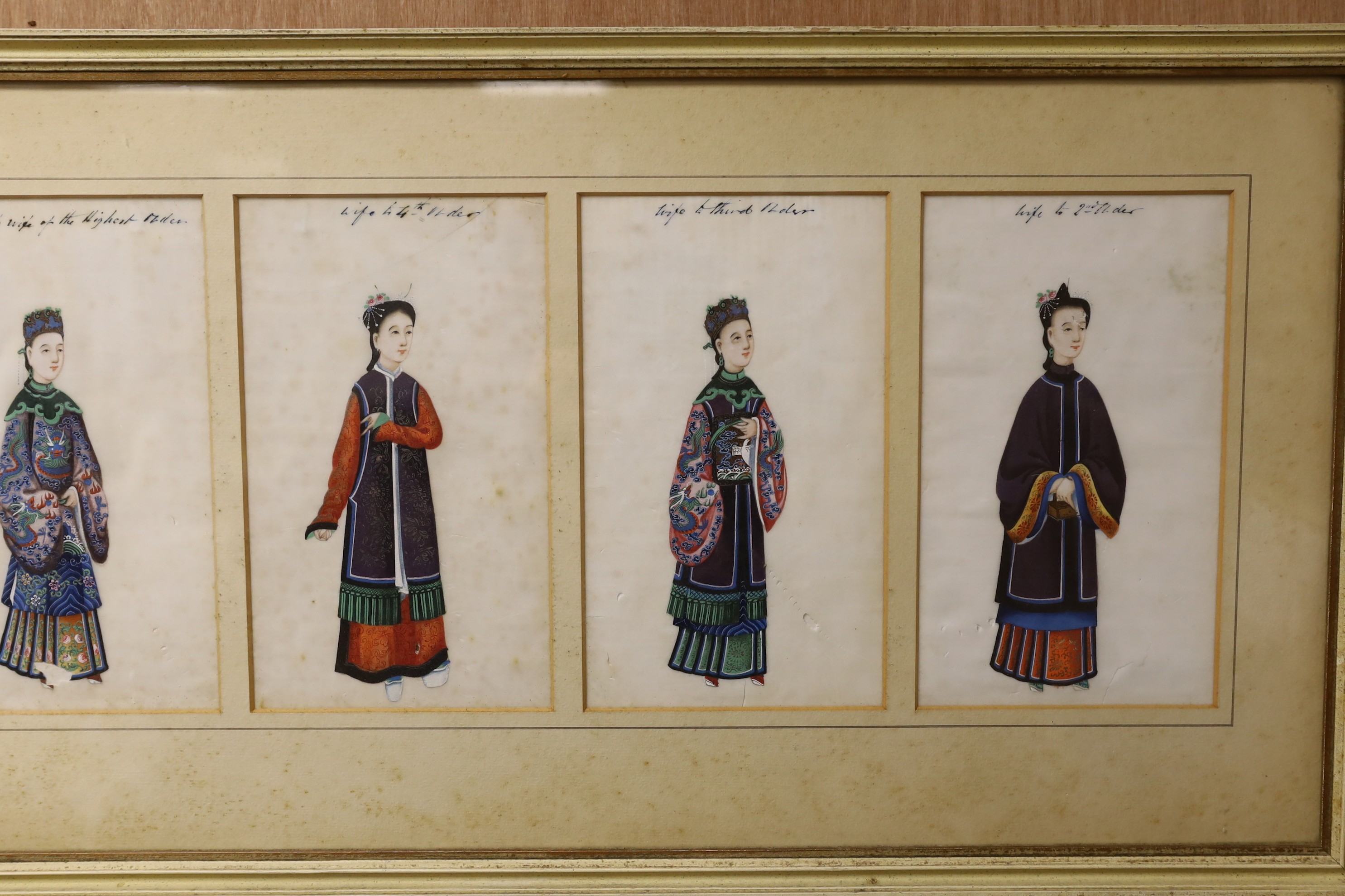 A 19th century Chinese set of five pith paintings of court figures
